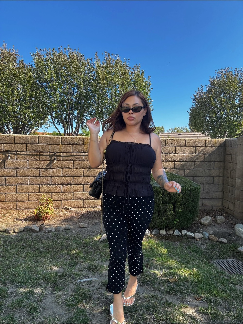 Woman's Black Polka Dot Capri Pants